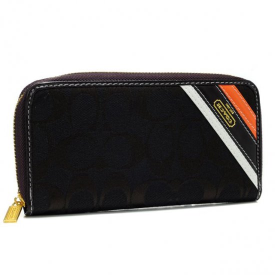 Coach Legacy Stripe In Signature Large Coffee Wallets AHG - Click Image to Close